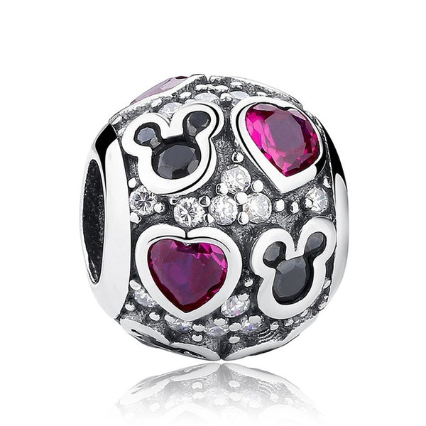 100% Authentic 925 Sterling Silver Cute Minnie & Miky Charm Beads Fit pandora Bracelet Pendants DIY Original Jewelry