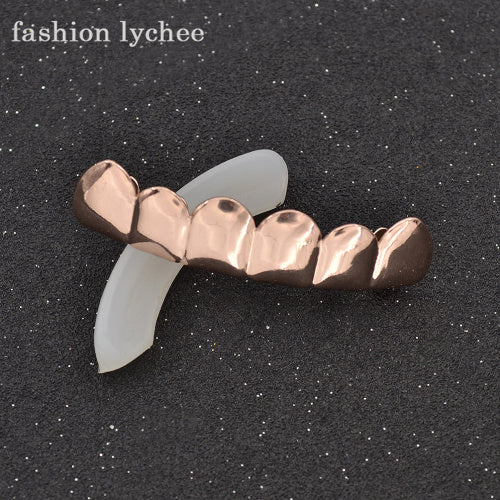 fashion lychee Hiphop Teeth Grill 3 Colors Top Bottom Grill Bling Hollow Teeth for Halloween Party Jewelry Christmas Gift