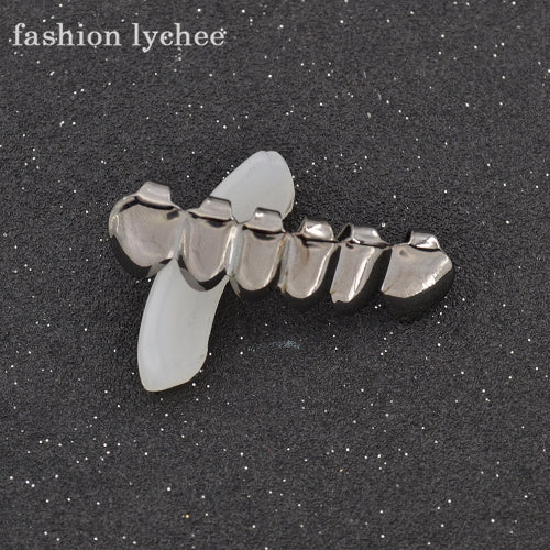 fashion lychee Hiphop Teeth Grill 3 Colors Top Bottom Grill Bling Hollow Teeth for Halloween Party Jewelry Christmas Gift