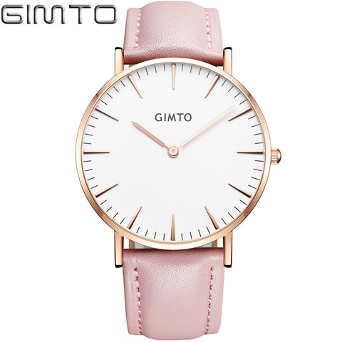 GIMTO luxury Fashion Women's watches quartz watch bracelet wristwatches leather band women dress watches