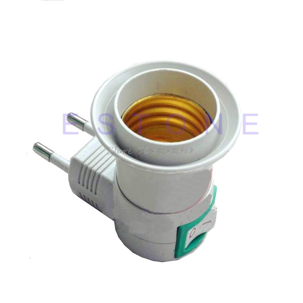 E27 female socket to EU plug adapter with power on-off control switch -R179 Drop Shipping