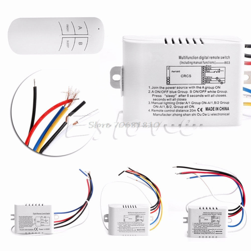 Wireless 1/2/3/ Channel ON/OFF Lamp Remote Control Switch Receiver Transmitter #R179T# Drop Shipping