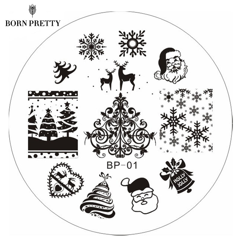 Christmas XMAS Theme Nail Art Stamp Template Image Plate BORN PRETTY BP01 Nail Stamping Plates Set