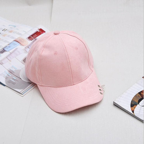 Xuyijun 2017 winter unisex solid Ring Safety Pin curved hats baseball cap men women Suede snapback caps casquette gorras