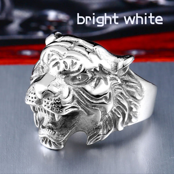 BEIER 316L Stainless Steel Titanium Tiger Head Ring Men Personality Unique Men's Animal Jewelry BR8-307 US size