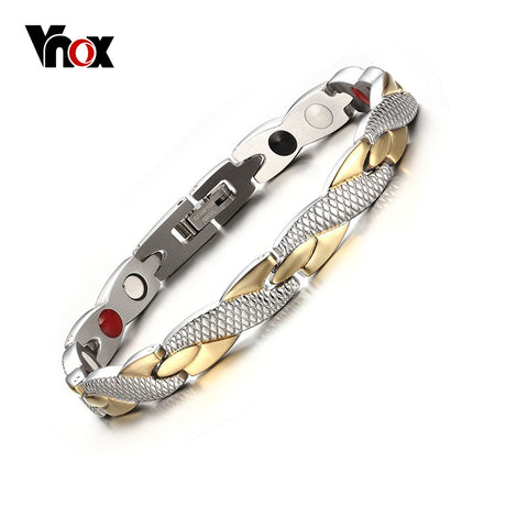 Vnox Twisted Healthy Magnetic Bracelet for Women Power Therapy Magnets Bracelets Bangles 7.3"