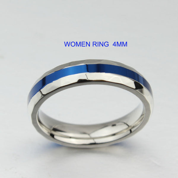 316L Stainless Steel Finger Rings men wedding band jewelry blue 4mm Woman's titanium steel rings for lover Blue Stainless ring