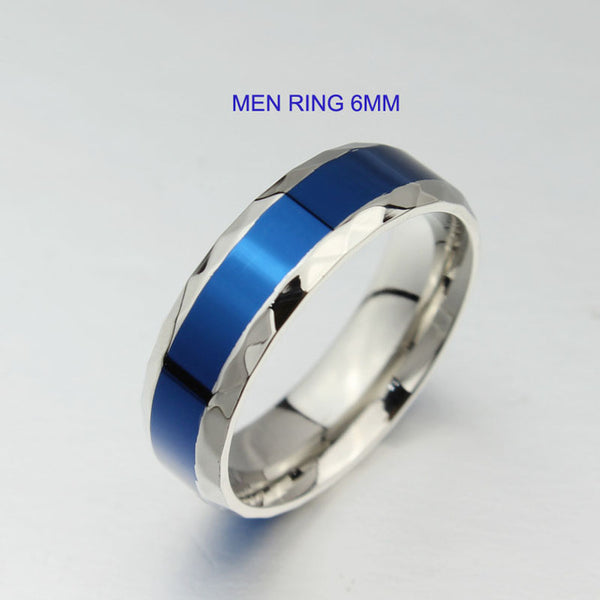 316L Stainless Steel Finger Rings men wedding band jewelry blue 4mm Woman's titanium steel rings for lover Blue Stainless ring