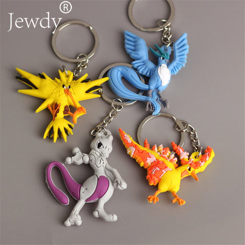 Pikachu Keychain Pocket Monsters Key Holder Pokemon Go Key Ring Pendant 3D Mini Charmander Zapdos Mewtwo Moltres Figure Toys