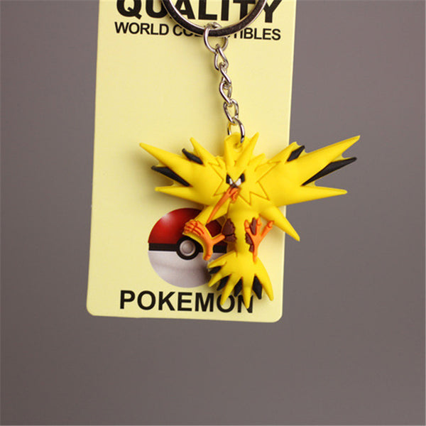Pikachu Keychain Pocket Monsters Key Holder Pokemon Go Key Ring Pendant 3D Mini Charmander Zapdos Mewtwo Moltres Figure Toys