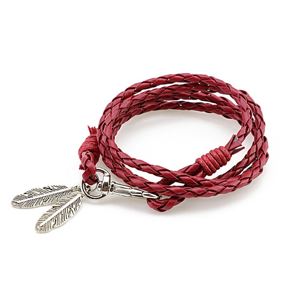 Mdiger Fashion Jewelry PU Leather Bracelets Charm Gift Bangles Multilayer Feather Bracelet Accessories Wedding Men Jewelry