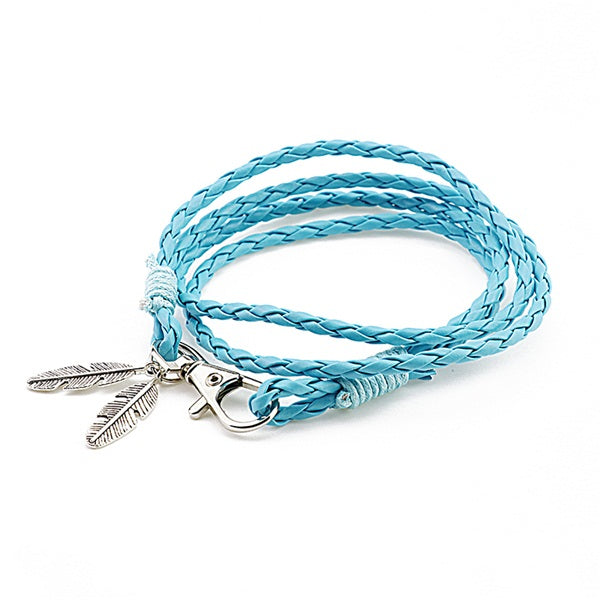 Mdiger Fashion Jewelry PU Leather Bracelets Charm Gift Bangles Multilayer Feather Bracelet Accessories Wedding Men Jewelry