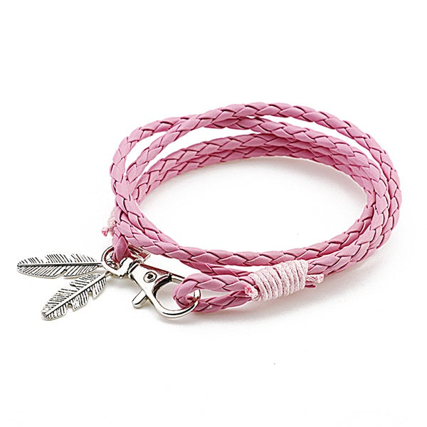 Mdiger Fashion Jewelry PU Leather Bracelets Charm Gift Bangles Multilayer Feather Bracelet Accessories Wedding Men Jewelry