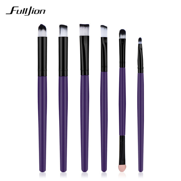 Fulljion 6pcs Pro Makeup Brushes Cosmetics Eye Shadows Black Eyeliner Nose Smudge Brushes Tool Set Kit For Eye Makeup Brushes