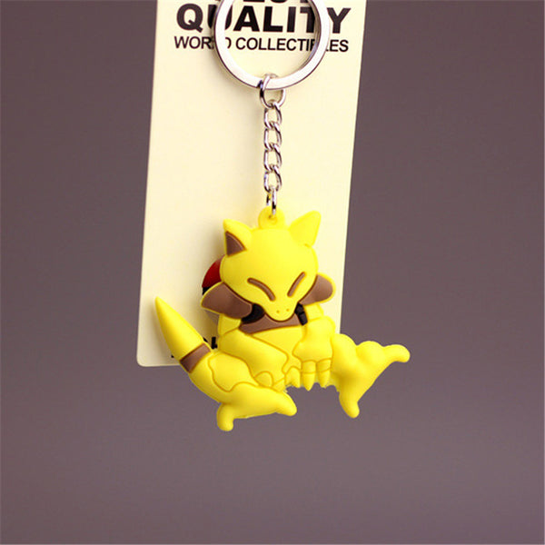 New Pikachu Keychain Pocket Monster Key Holder Pokemon Go Key Ring Pendant 3D Mini Charmander Squirtle Bulbasaur Figure Toy 2016