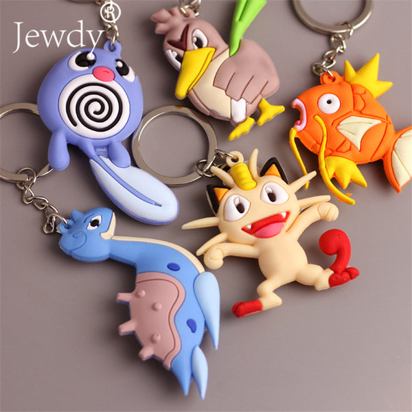 Anime Pokemon Go Pvc Keychain Pocket Monsters Pikachu Charmander Squirtle Bulbasaur 3D Mini Figure Key Ring Dropship