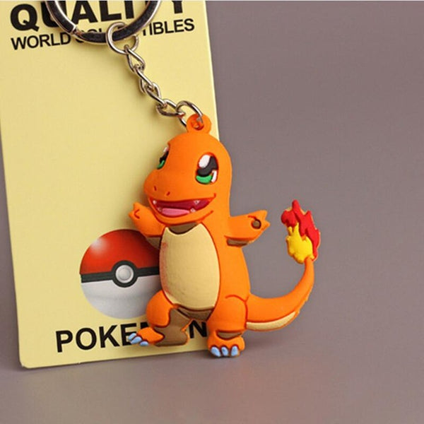 Pikachu Keychain Pocket Monsters Key Holder Pokemon Go Key Ring Pendant 3D Mini Charmander Squirtle Bulbasaur Figure Toys