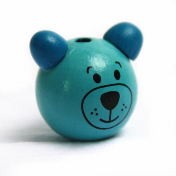 Wooden Cartoon 5Pcs 3D Bear Beads Ball Smiling Face Wood Beads DIY Pacifier Clip & Jewelry For Children Kids Beads Craft