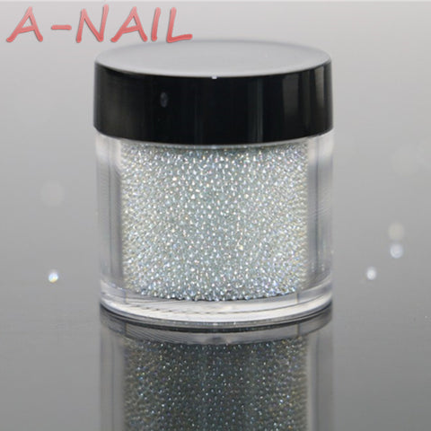 Nail Studs Powder 0.6-0.8mm 0.8-1mm 15g/jar Clear AB Caviar Mini Glitter Beads Manicures Decoration Nail Art Rhinstone Glitter