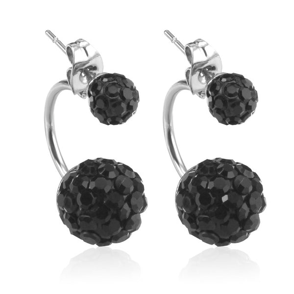 Fashion Double Side Shamballa Earrings,Fashion Crystal Disco Ball Stud Earrings For Women Jewelry,Bottom Is Stainless Steel