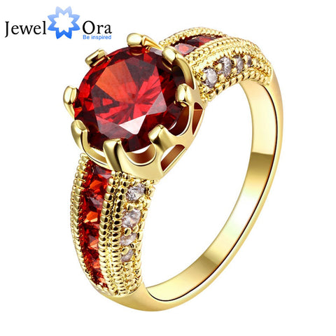 Engagement Rings Cubic Zirconia Rings Luxurious Red Jewelry Wedding Ring Women Ring For Party Buy A Gift (JewelOra RI101653)