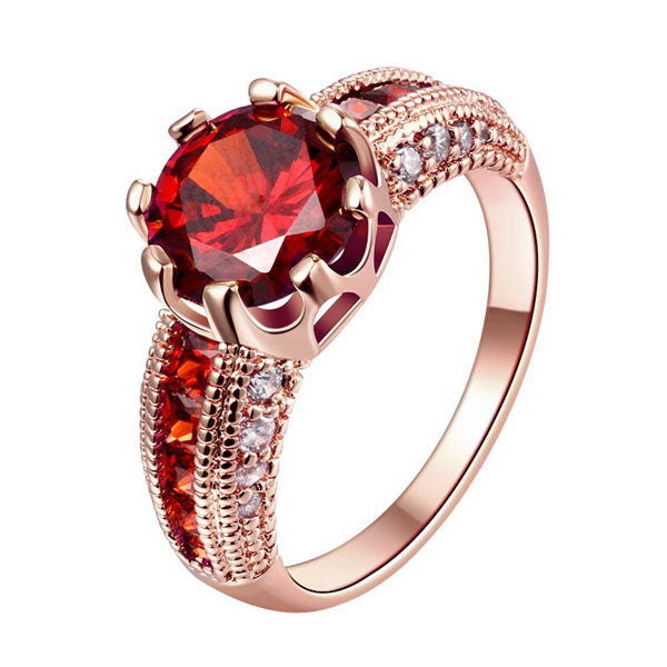 Engagement Rings Cubic Zirconia Rings Luxurious Red Jewelry Wedding Ring Women Ring For Party Buy A Gift (JewelOra RI101653)