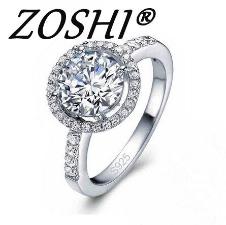 ZOSHI 2017 Fashion Ring CZ Crystal Silver Color Engagement Wedding Rings For Women Anniversary Finger Size 6-10 Fine Jewelry