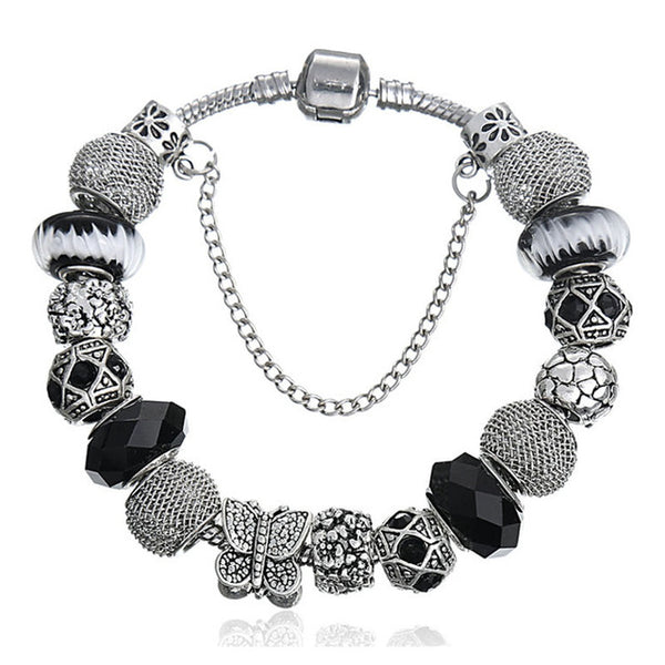 Dequeen DIY Girls Charm Bracelets Pendant Fit Pandora Bracelet Jewellry For Women Gift Butterfly Beads Grass Charms Pulseira