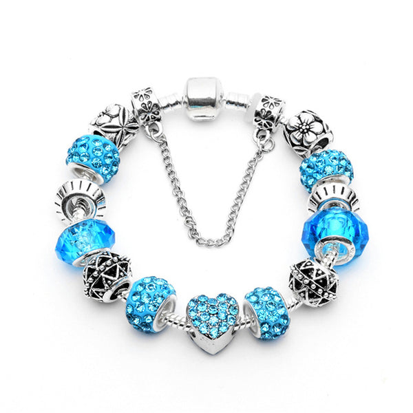 Dropshipping alibaba express Silver Love Crystal Charm DIY pandora Bracelets For Women Jewelry Making pulseira feminina