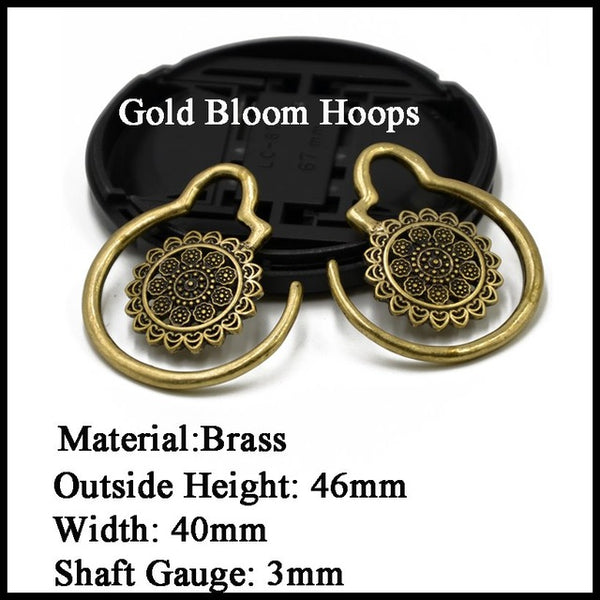 Pair Brass Tribal Indian Beaded Mandala Lotus Flower Design Spiral Drop Earring Charming Jewelry Dangle Ear Piercing 16 Style