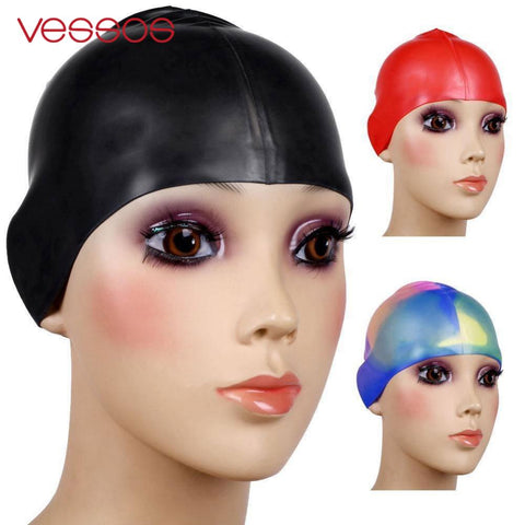 Waterproof Flexible Silicone swimming cap ear protect Long Hair Protection Swim Caps Hat Cover For Adult Children Kids
