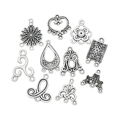 Mixed Connector Charms Antique Silver Plated Pendants for Jewelry Making Accessories Craft DIY Handmade Jewelry Findings