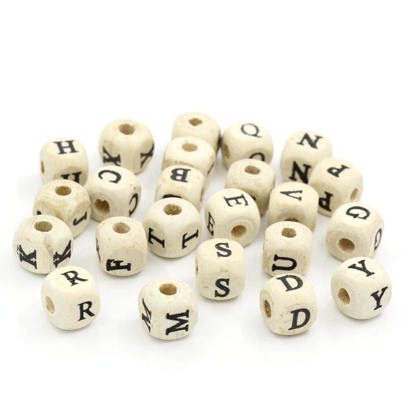 DoreenBeads 200PCs Natural Alphabet/ Letter Cube Wood Beads 10x10mm(3/8"x3/8") (B22006)