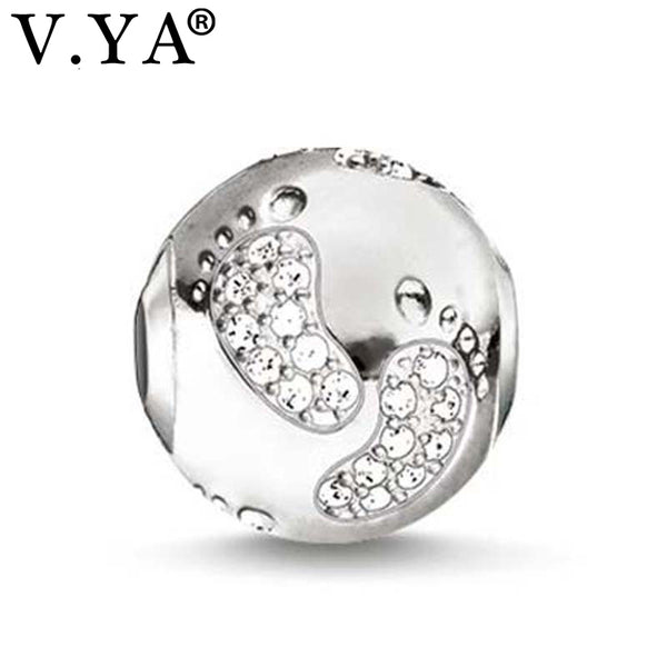 Baby feet Design Beads fit Pandora Necklace Bracelet for Women Men Lovely Pattern Crystal Charms Beads DZ2041