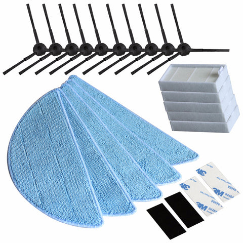 10*side Brush+5*hepa Filter+5*Mop Cloth+5*magic paste for ilife v5s ilife v5 pro ilife x5 V3+ V5 V3 v5pro vacuum cleaner parts