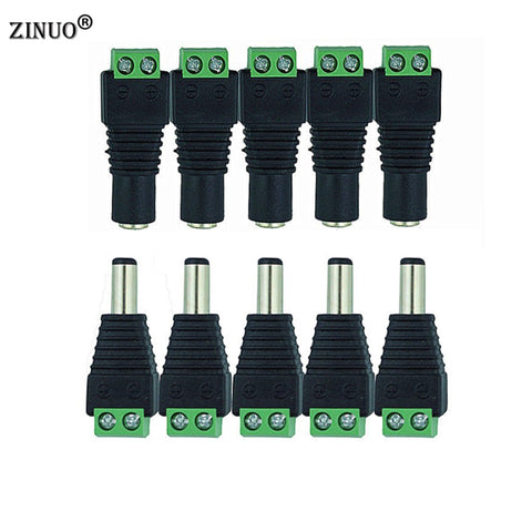 ZINUO DC12V 5pcs Male + 5pcs Female 2.1x5.5MM DC Power Plug Jack Adapter Connector Plug for CCTV Single Color LED Strip Light
