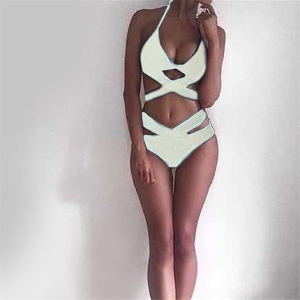 2016 Push-Up Bikinis Sexy black bandage design Halter bikini swimsuit  women High Waist  Women's swimwear swimming trunks D083
