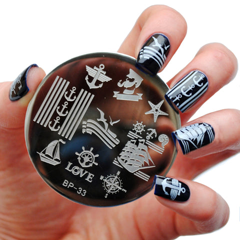 BORN PRETTY Sailors & Sea Sailing Theme Nail Art Stamp Template Image Plate BP33 Nail Stamping Plates Set