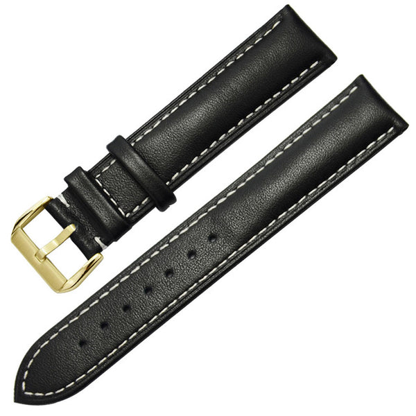 ZLIMSN Genuine Leather Watch Bands Black Brown Replacement Straps 18 20 22 24mm Watchband Men Women 316L Stainless Steel Buckle