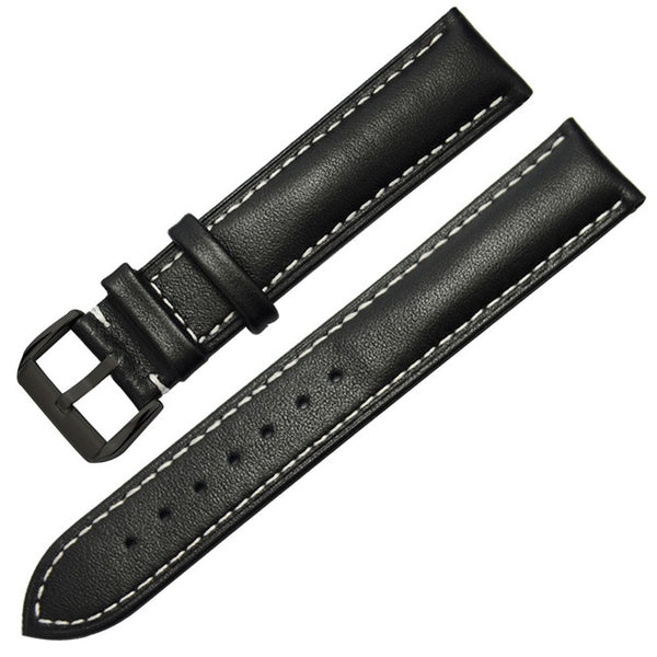 ZLIMSN Genuine Leather Watch Bands Black Brown Replacement Straps 18 20 22 24mm Watchband Men Women 316L Stainless Steel Buckle