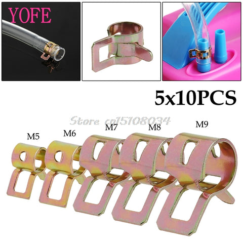 50Pcs 5/6/7/8/9mm Spring Clip Fuel Line Hose Water Pipe Air Tube Clamps Fastener #S018Y# High Quality