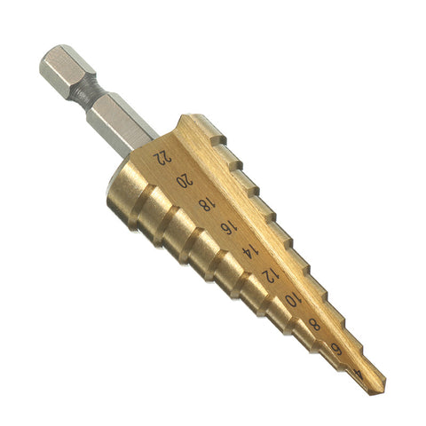 1PC Hex Titanium Step Cone Drill Bit 4-22MM Hole Cutter HSS 4241 For Sheet Metalworking Wood Drilling High Quality Power Tools