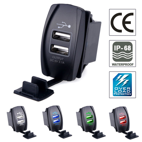 USB Car Charger Socket Power Adapter 5V 3.1A Universal Dual USB Socket Charger For iPhone 5 6 6S Ipad Samsung Tablet