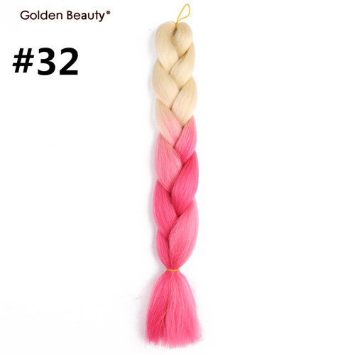 24inch Crochet Braids Ombre Jumbo Braid Colored Hair Extensions Synthetic Heat Resistant Bulk Hair for Braiding Golden Beauty