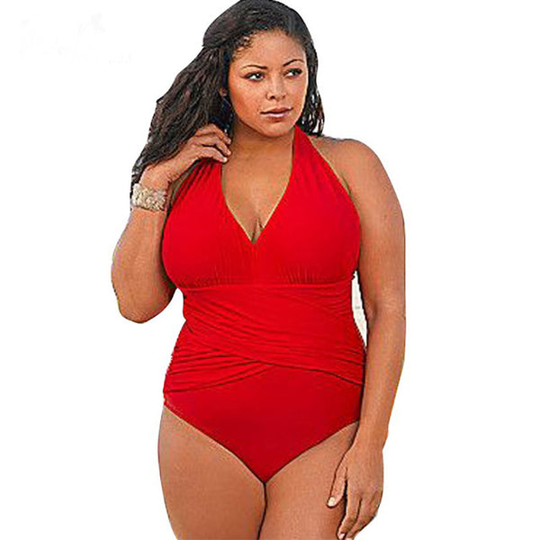 PARAKINI Plus Size Swimwear Female Polka Dot One Piece Swimsuit Women Retro Vintage Bathing Suits Large Size One-Piece Monokini