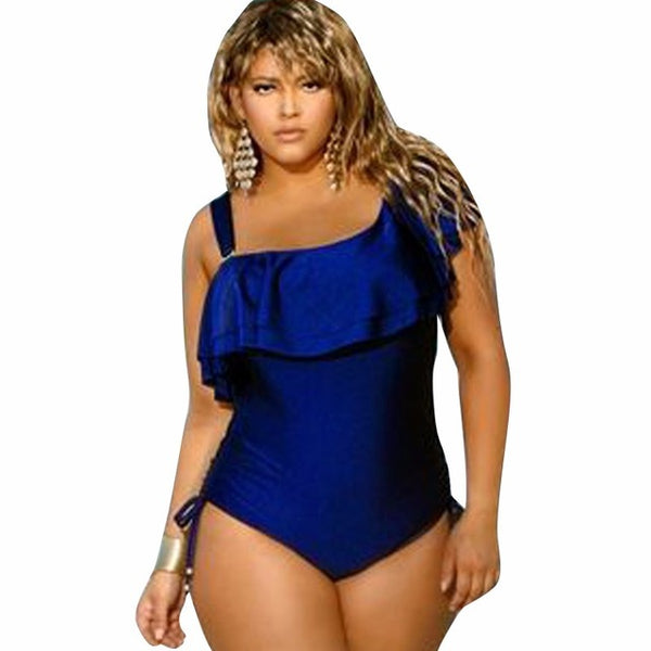 PARAKINI Plus Size Swimwear Female Polka Dot One Piece Swimsuit Women Retro Vintage Bathing Suits Large Size One-Piece Monokini