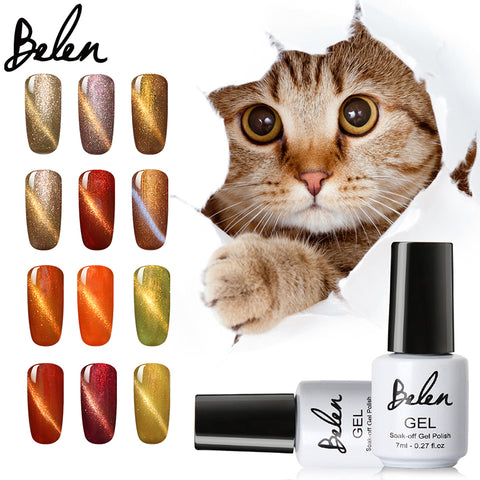 Belen Cat'S-Eye Gel Nail Polish LED Cat Eye Gel Colorful UV Nail Gel Colors Coat UV Base Coat Magnet Effect Magnetic Gel Lacquer