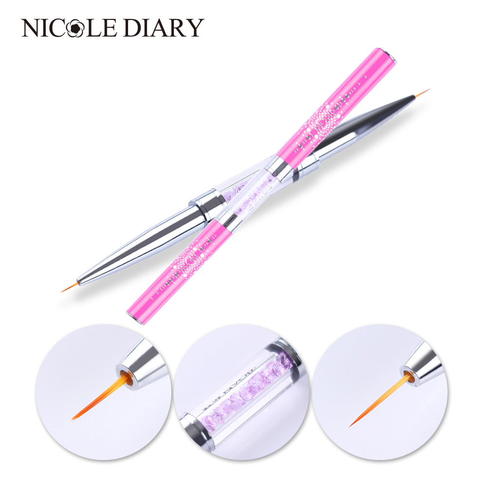 Double-ended Nail Art Liner Brush Ultra-thin Line Drawing Pen Rhinestone Nail Art Manicure Tool   8313549