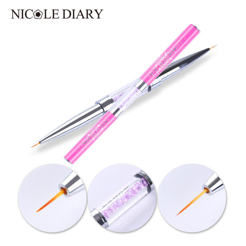 Double-ended Nail Art Liner Brush Ultra-thin Line Drawing Pen Rhinestone Nail Art Manicure Tool   8313549