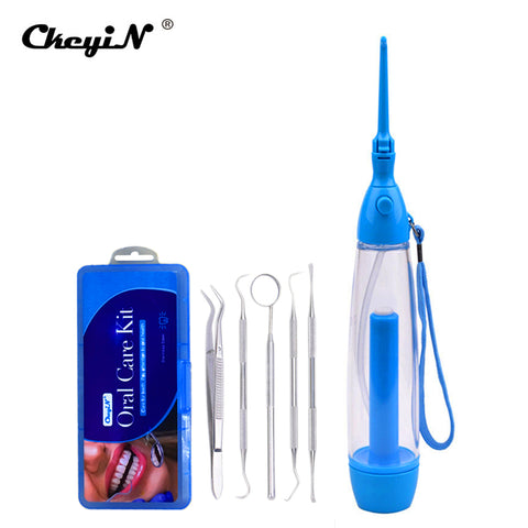 CkeyiN Portable Oral Irrigator Dental Water Flosser + 5Pcs Stainless Steel Dental Tool Set Kit Dentist Teeth Clean Hygiene Picks